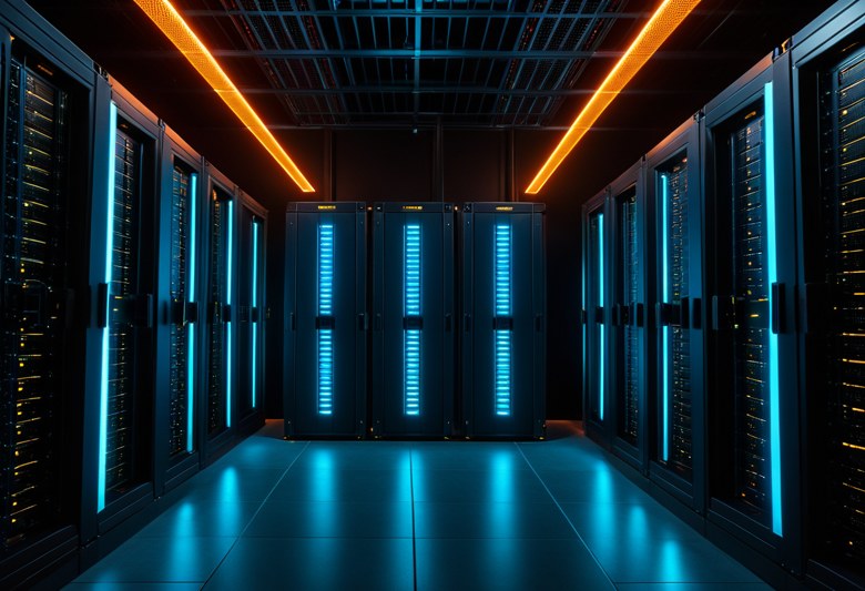 Server-Rack mit Backup-Speichersystemen