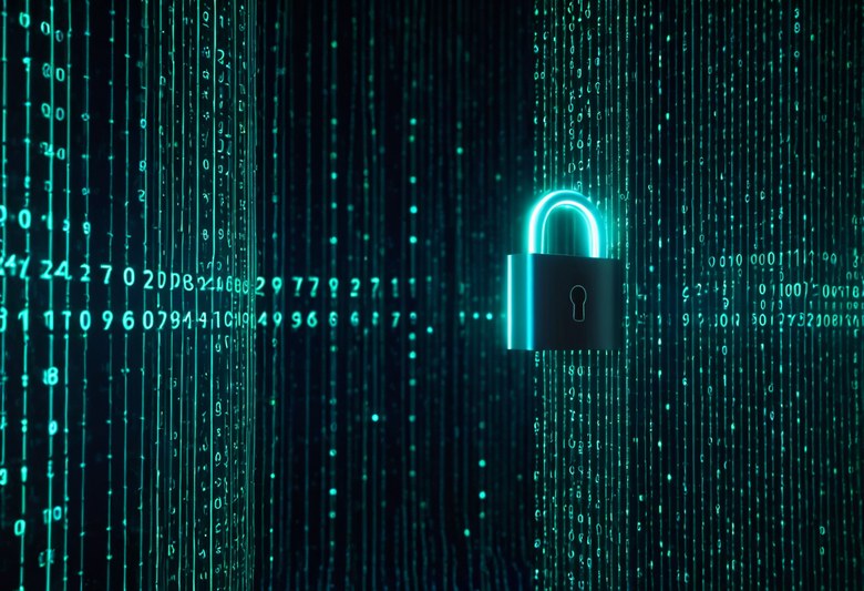 Cryptography concept with keys and data streams